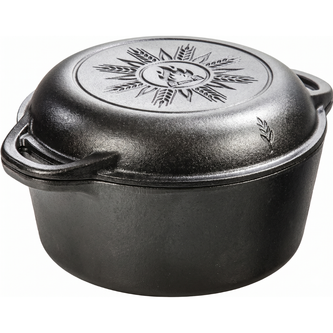 Double Dutch Oven Combo with Skillet Lid - 5 Quart Cast Iron