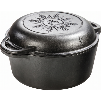 Double Dutch Oven Combo with Skillet Lid - 5 Quart Cast Iron