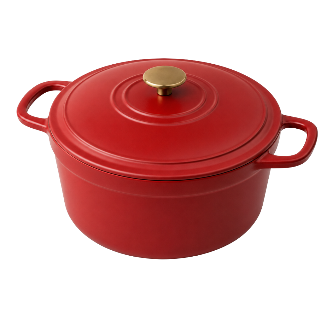 5-Quart Cast Iron Dutch Oven with Enamel Coating and Lid for Cooking