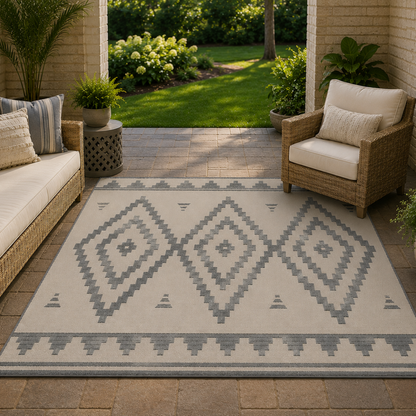 Reversible Outdoor Woven Area Rug 5' x 8' for Patio and Deck