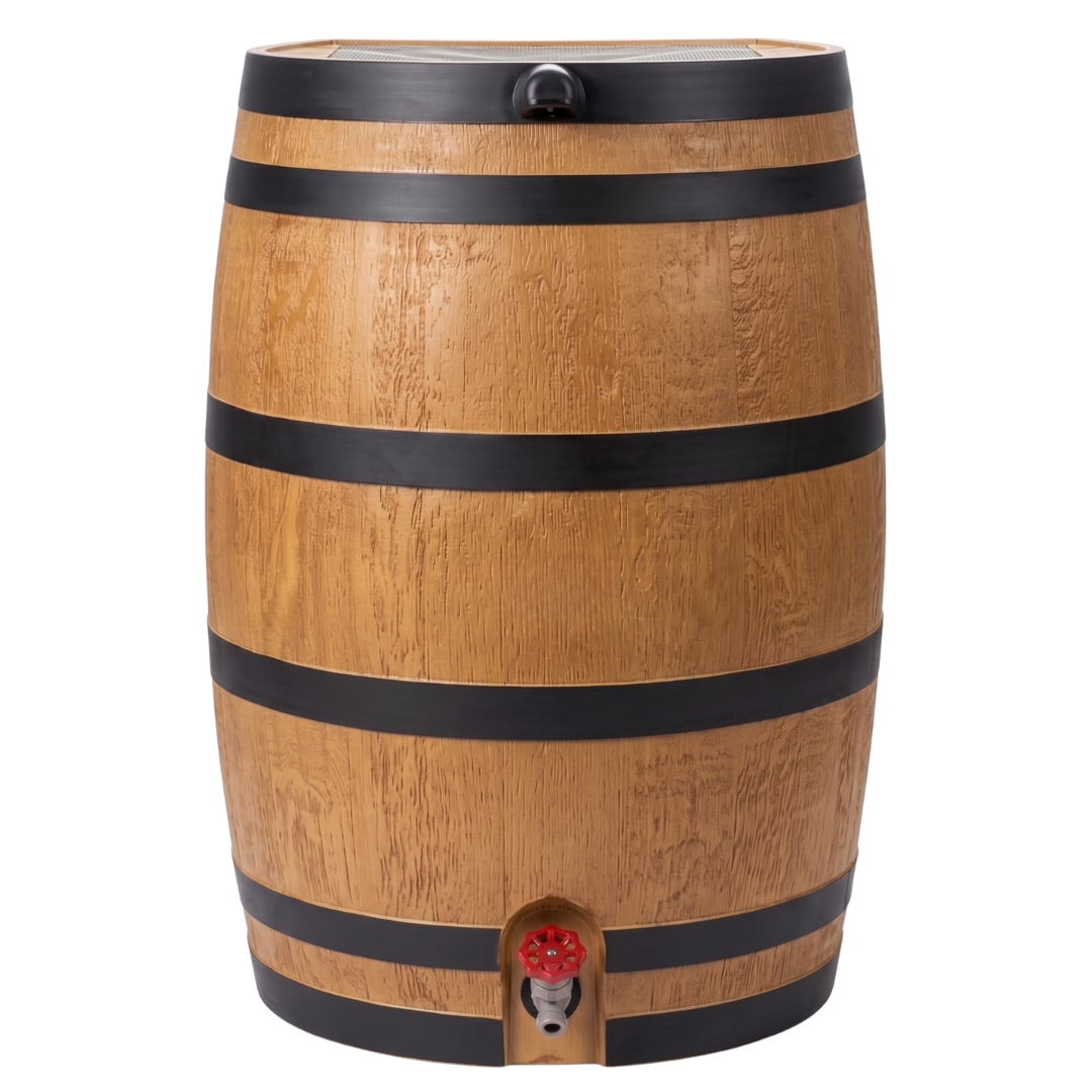 Flat Back Rain Barrel 50 Gallon with Spigot and Debris Filter