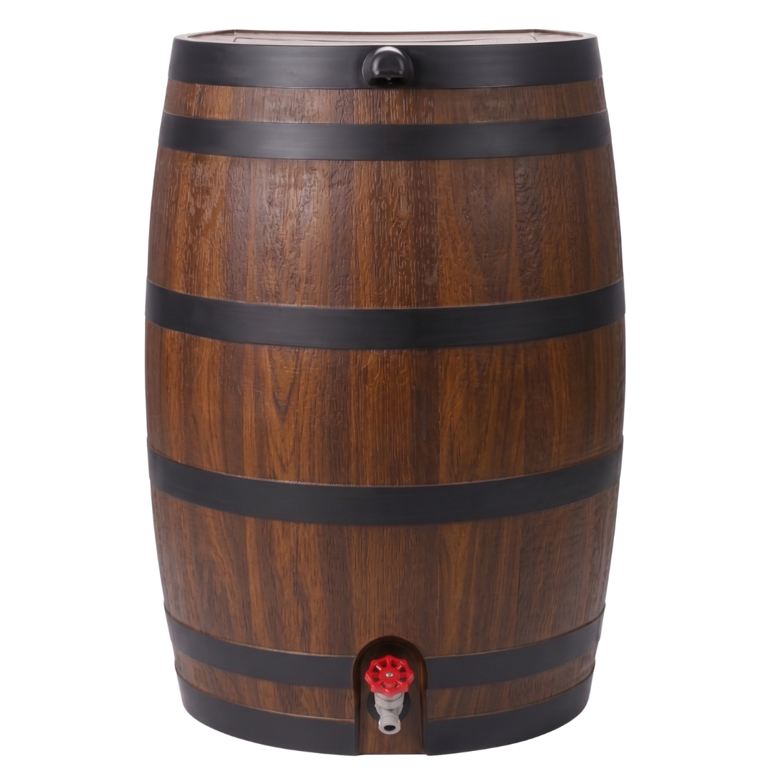 Flat Back Rain Barrel 50 Gallon with Spigot and Debris Filter