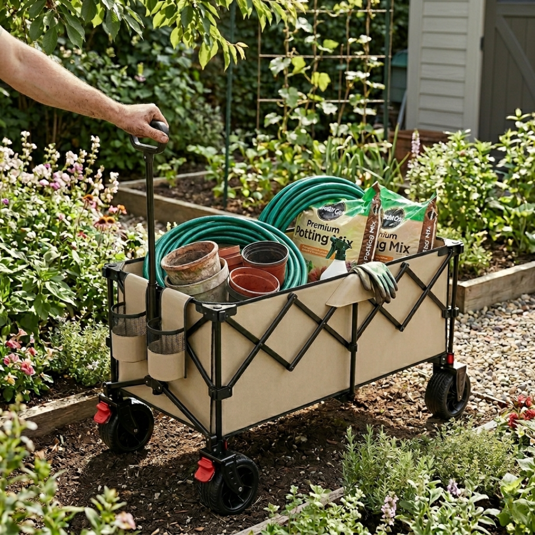 Folding Utility Cart with Steel Frame – 500 lb Capacity