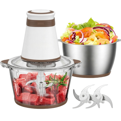 8-Cup Food Processor with Dual Bowls and Stainless Steel 500W Blades