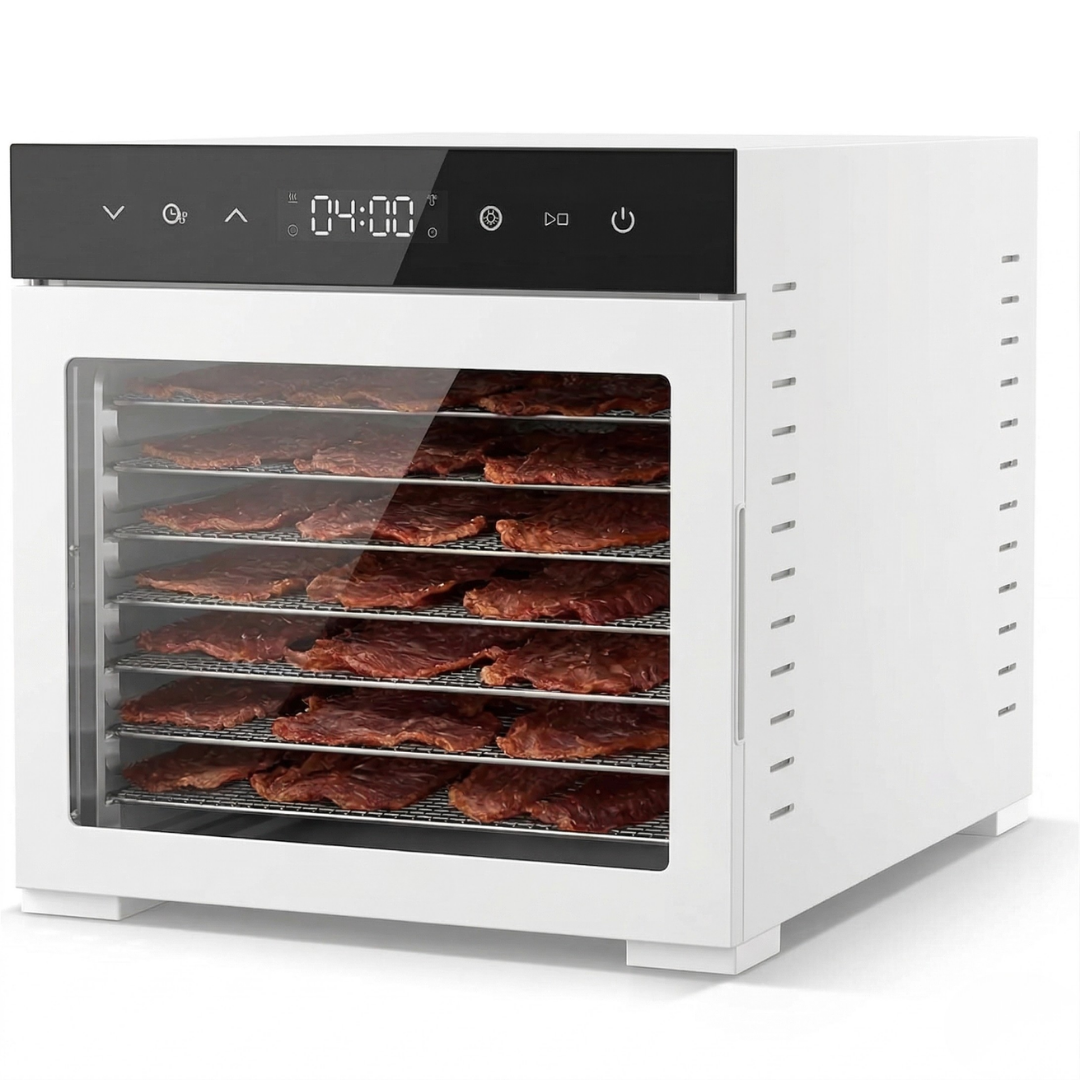 500W Food Dryer with 8 Stainless Steel Racks, Timer & Temperature Settings