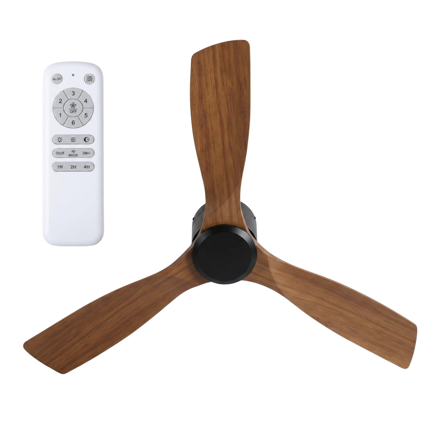52-Inch Ceiling Fan with Remote Control – Wood Blades, 6 Speed Settings