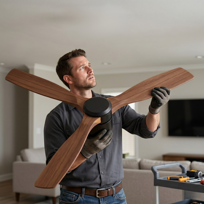 52-Inch Ceiling Fan with Remote Control – Wood Blades, 6 Speed Settings