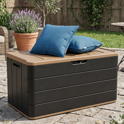 Resin Storage Bin with Lid - 568 L Yard Equipment Organizer