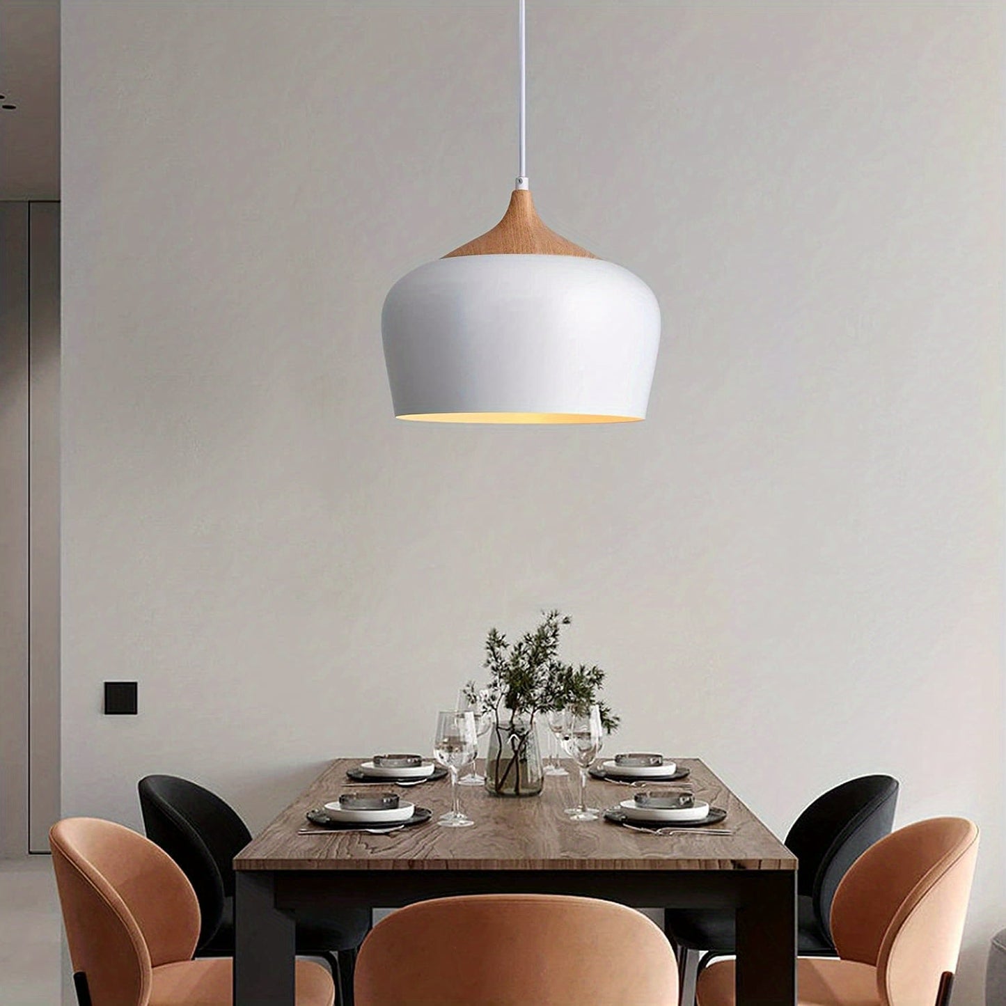 Elegant Pendant Light with Wood and Metal Finish