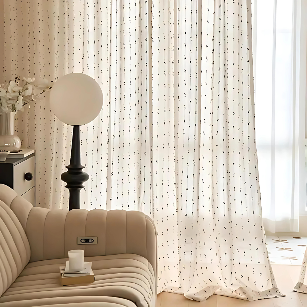 Whimsical Rainbow Embroidered Tulle Window Drapes