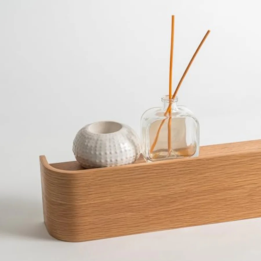Stylish Oak Wall Organizer with Concealed Hooks