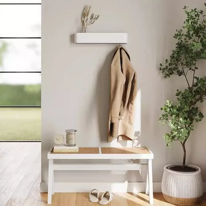 Stylish Oak Wall Organizer with Concealed Hooks