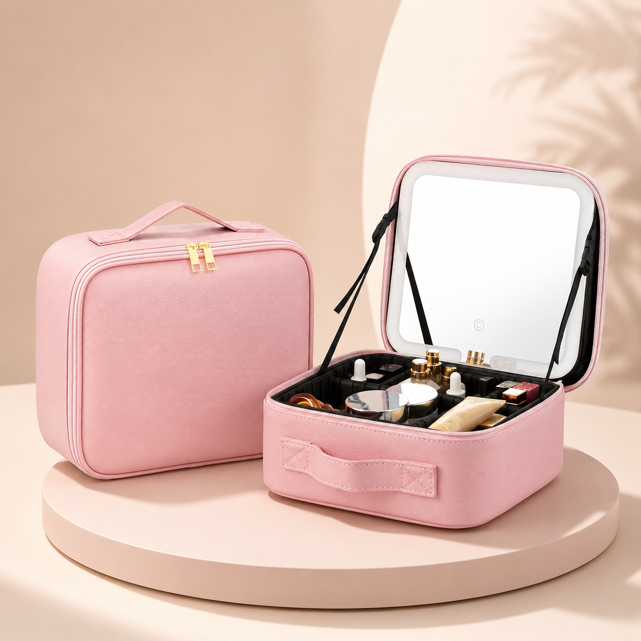 Portable Beauty Organizer with Illuminated Mirror - Perfect for Travel