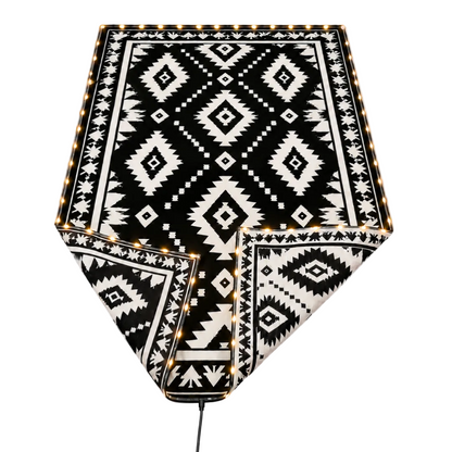 Reversible Patio Area Rug 5x8 ft with LED Strip Light and 9 ft Cable