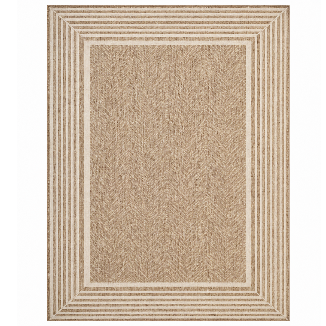 Rectangular Area Rug 5x8 ft with Water-Resistant Striped Edge