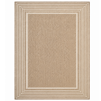 Rectangular Area Rug 5x8 ft with Water-Resistant Striped Edge