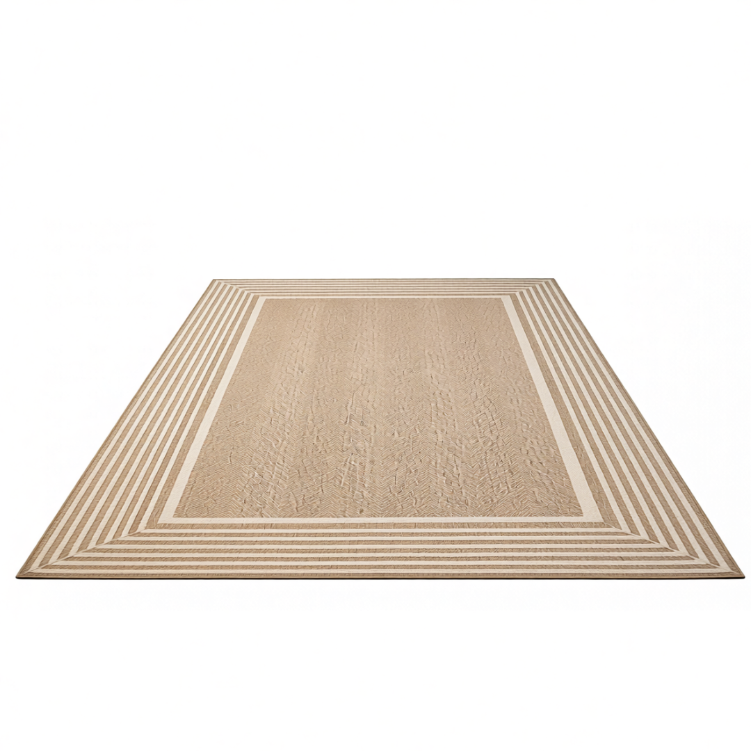 Rectangular Area Rug 5x8 ft with Water-Resistant Striped Edge