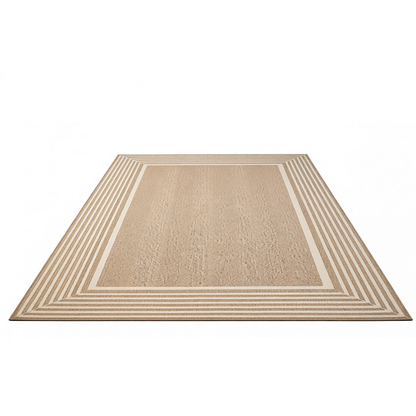Rectangular Area Rug 5x8 ft with Water-Resistant Striped Edge
