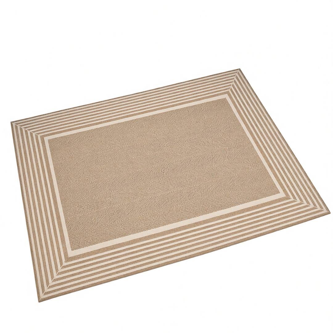 Rectangular Area Rug 5x8 ft with Water-Resistant Striped Edge