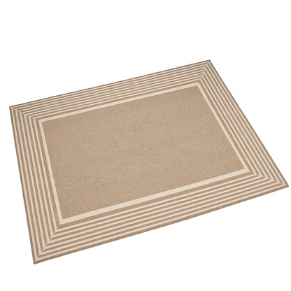 Rectangular Area Rug 5x8 ft with Water-Resistant Striped Edge