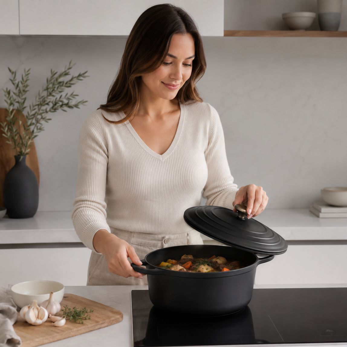 Enameled Cast Iron Dutch Oven with Lid – 6.4 Quart for Baking