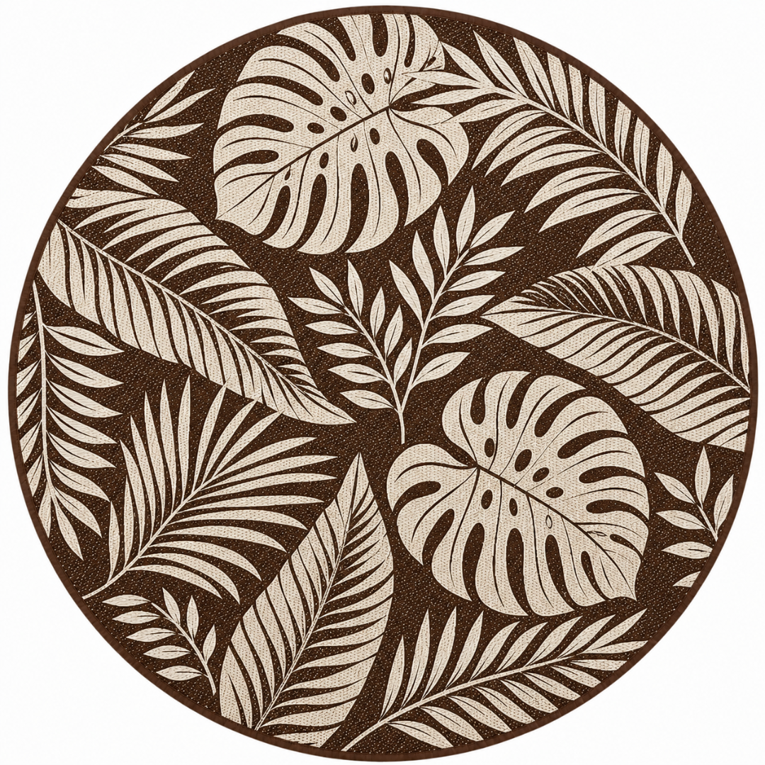 Reversible 6 ft Round Patio and Camping Rug in Polypropylene with Stakes