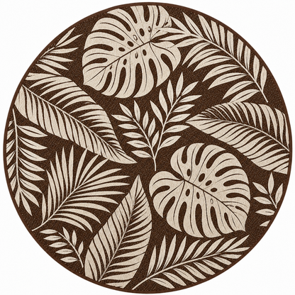 Reversible 6 ft Round Patio and Camping Rug in Polypropylene with Stakes
