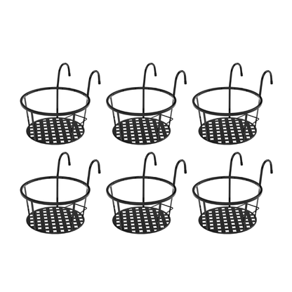 Set of 6 Metal Flower Pot Hangers for Balcony and Fence Railing