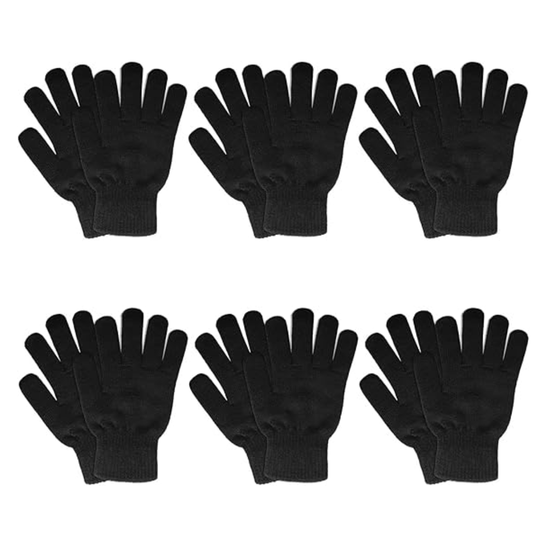 Unisex Winter Knit Gloves - Set of 6 Pairs in Acrylic