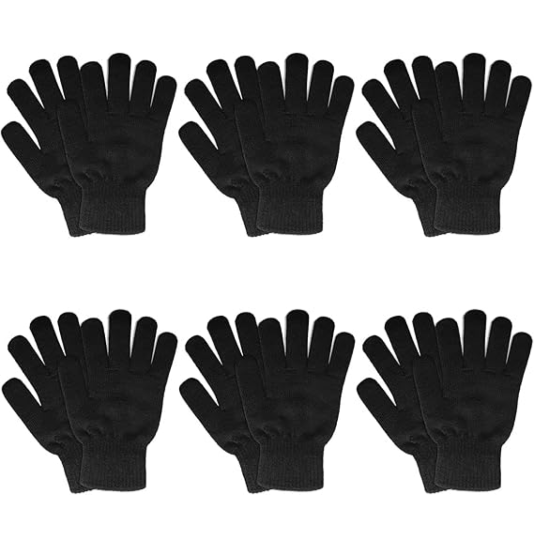 Unisex Winter Knit Gloves - Set of 6 Pairs in Acrylic