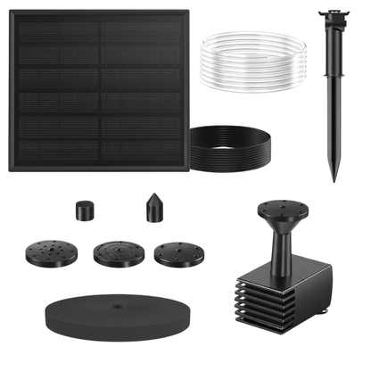 Fountain Pump Kit for Solar Bird Bath with 5 Nozzles and 4ft Hose