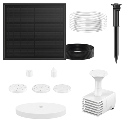 Fountain Pump Kit for Solar Bird Bath with 5 Nozzles and 4ft Hose