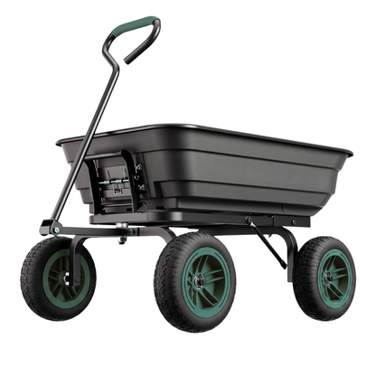 Steel Frame Garden Dump Cart – 600 lb Capacity Material Transport Wagon