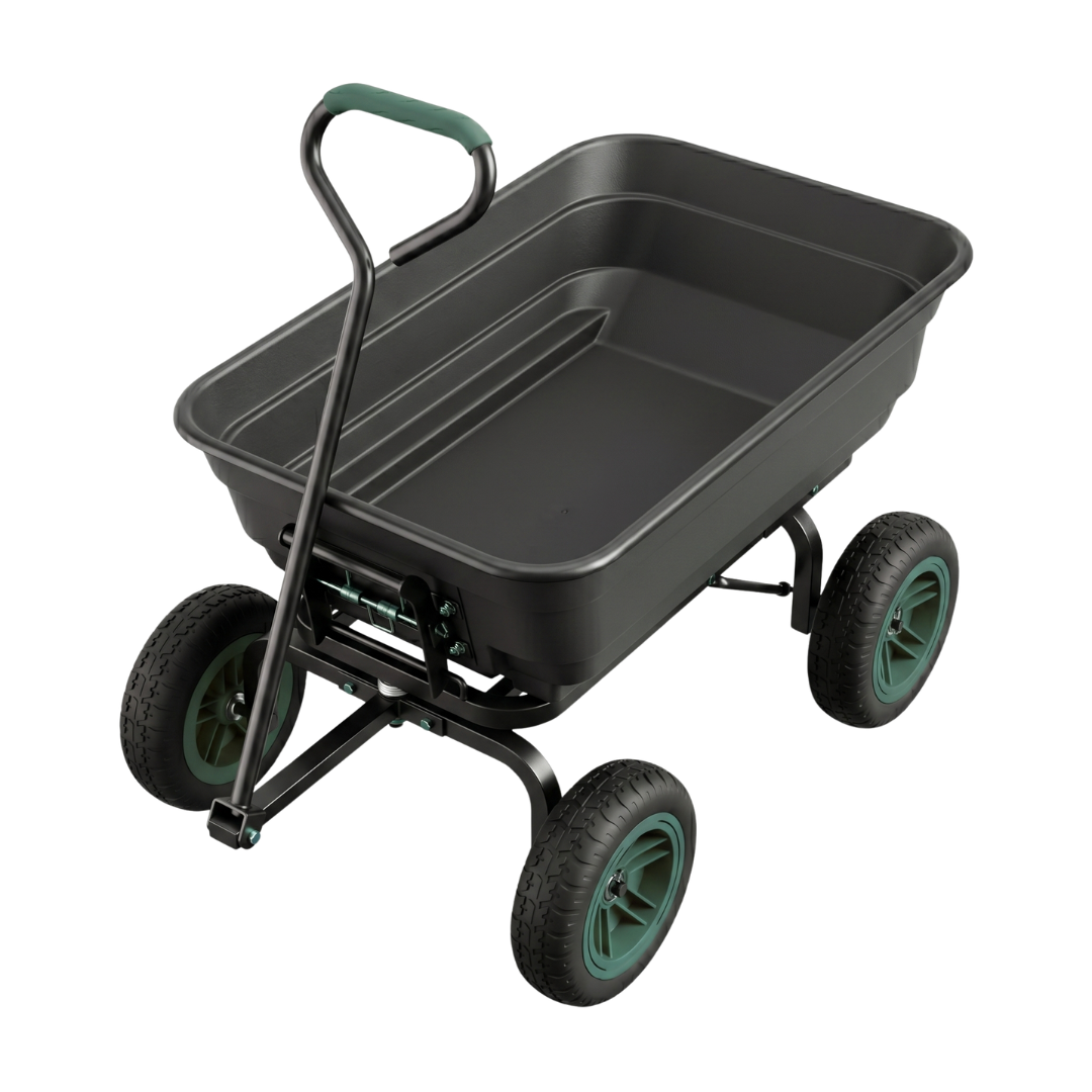 Steel Frame Garden Dump Cart – 600 lb Capacity Material Transport Wagon