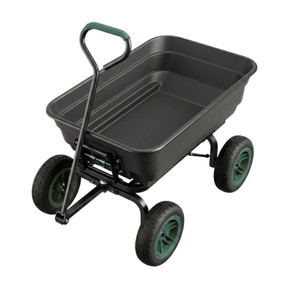 Steel Frame Garden Dump Cart – 600 lb Capacity Material Transport Wagon