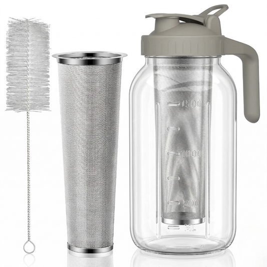 64oz Glass Pitcher for Cold Brew Coffee with Filter and Lid