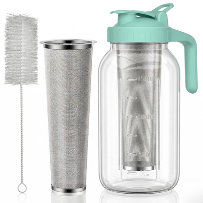 64oz Glass Pitcher for Cold Brew Coffee with Filter and Lid