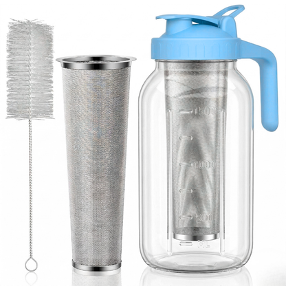 64oz Glass Pitcher for Cold Brew Coffee with Filter and Lid