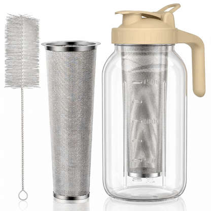 64oz Glass Pitcher for Cold Brew Coffee with Filter and Lid