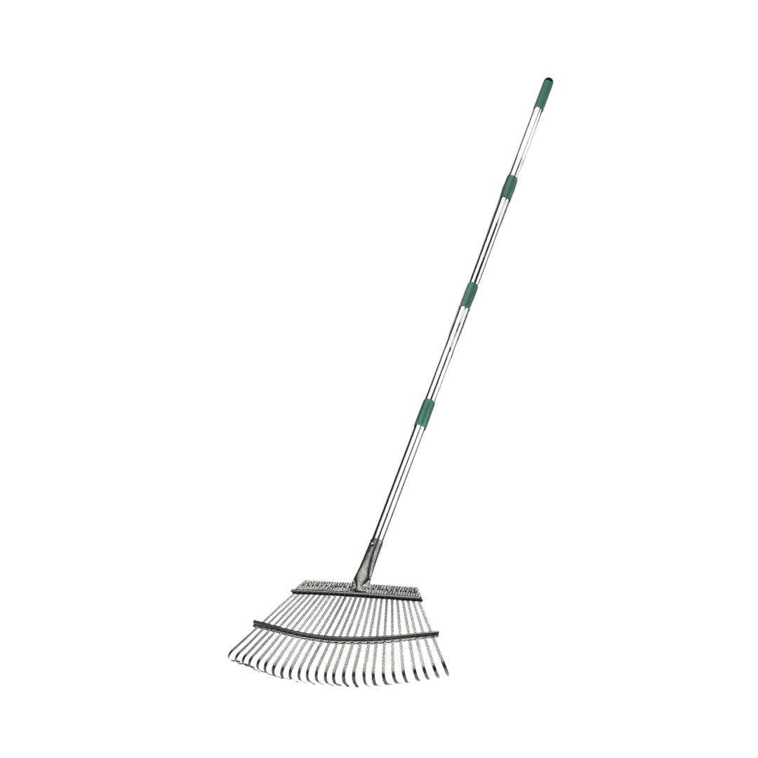 25-Tine Garden Rake with Leaf Scoops and Bag – 65-Inch Alloy Steel