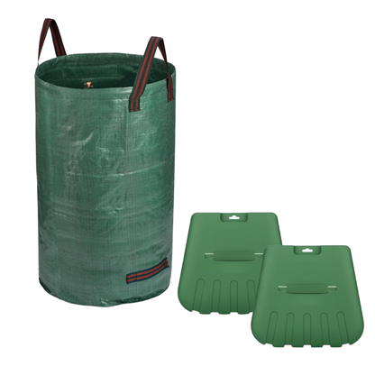 25-Tine Garden Rake with Leaf Scoops and Bag – 65-Inch Alloy Steel