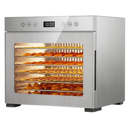 8-Tray Food Dehydrator with Temperature and Timer Settings, 650W