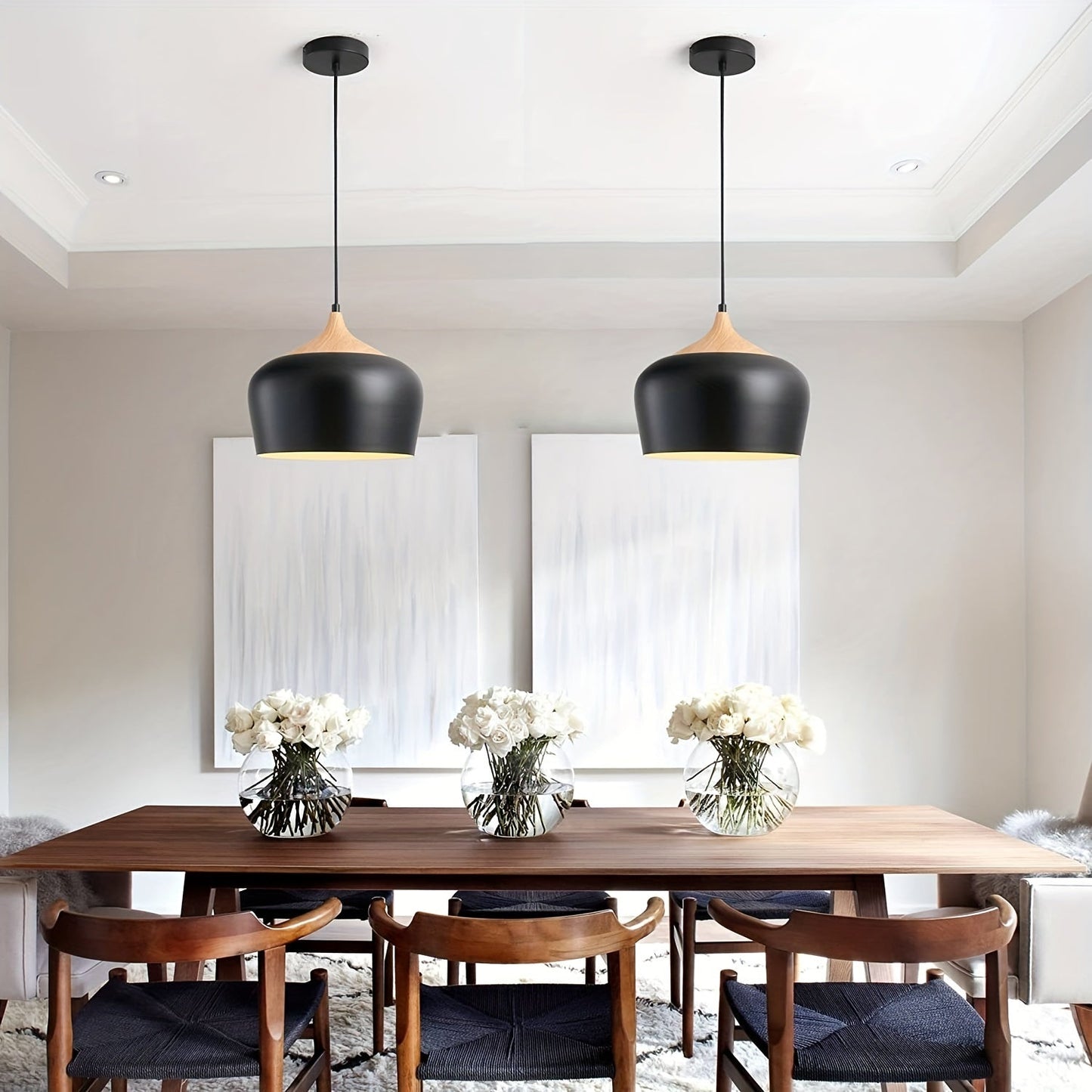 Elegant Pendant Light with Wood and Metal Finish
