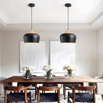 Elegant Pendant Light with Wood and Metal Finish