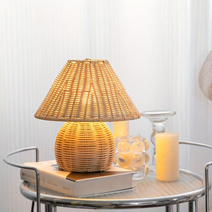 Handcrafted Bamboo Rattan Table Lamp – Elegant Home Lighting
