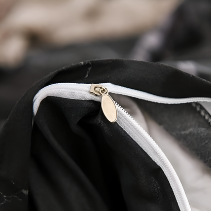 Elegant Black Marble-Inspired 3-Piece Bedding Collection
