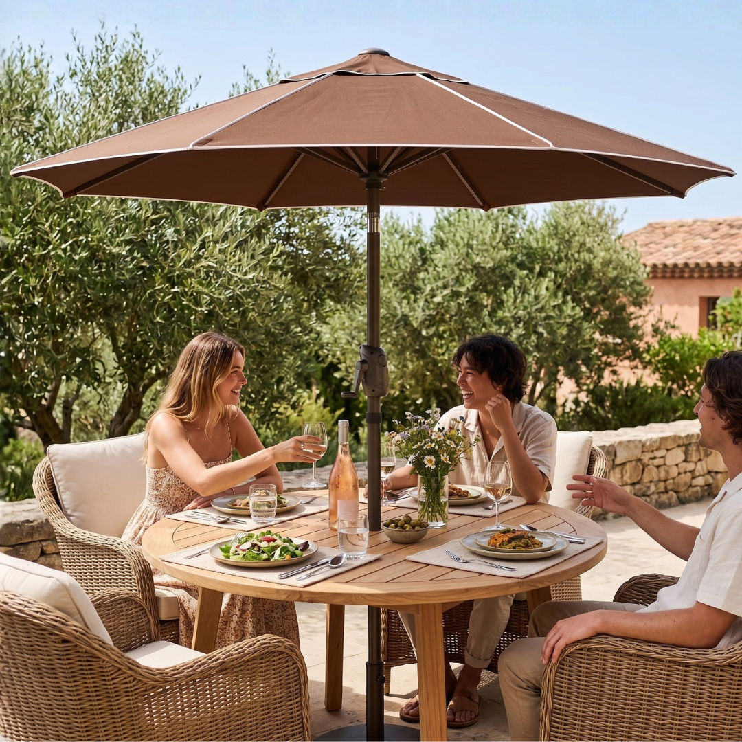 Tilt Crank Market Umbrella for Patio - 7.5 ft with 8-Rib Structure