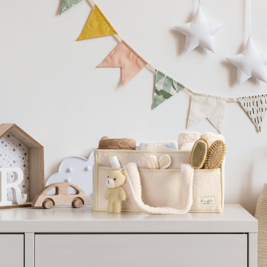 Cozy Baby Essentials Organizer - Plush Diaper Caddy