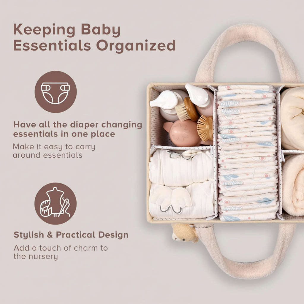 Cozy Baby Essentials Organizer - Plush Diaper Caddy
