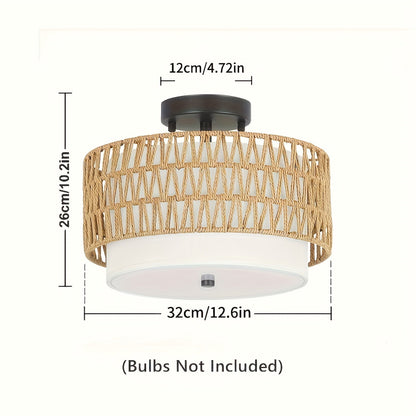 Coastal Charm Ceiling Light | Linen Shade Semi-Flush Mount